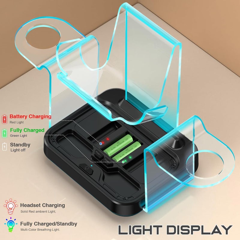 AXYBCOOL Charging Dock for Oculus Meta Quest3/ 3S / 2, VR Headset Charging Station with Adapter,USB A to C Cable and 4 Rechargeable Replacemnt Batteries (Charging Dock for Quest3/3S/2) - Image 5